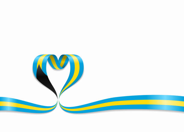 illustrazioni stock, clip art, cartoni animati e icone di tendenza di nastro a forma di cuore della bandiera delle bahamas. illustrazione vettoriale. - bahamian flag