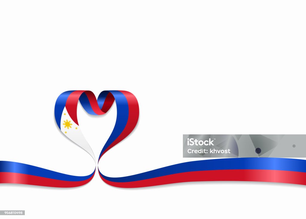 Philippines flag heart-shaped ribbon. Vector illustration. Philippines flag heart-shaped wavy ribbon. Vector illustration. Abstract stock vector