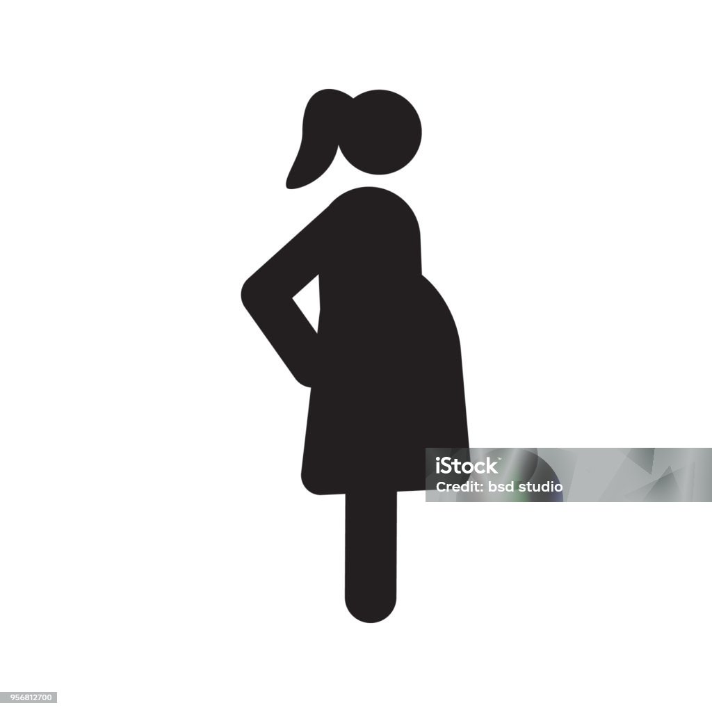 Mujer embarazada en silueta vista de lado - arte vectorial de Embarazada libre de derechos