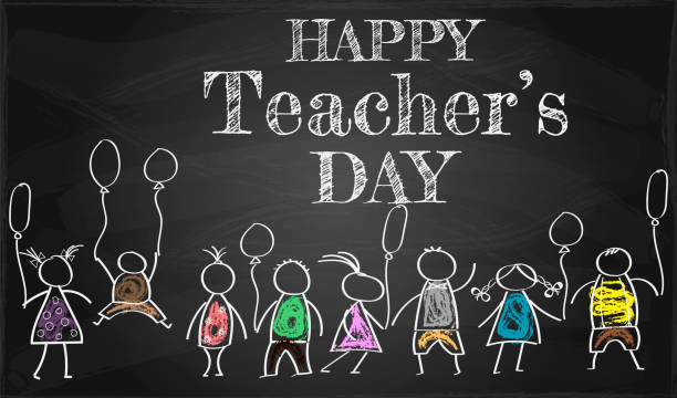 banner or poster for Happy Teacher's Day with nice and creative Illustration of Kids Celebrating Teachers' Day,  banner or poster for Happy Teacher's Day with nice and creative design happy teacher day stock illustrations