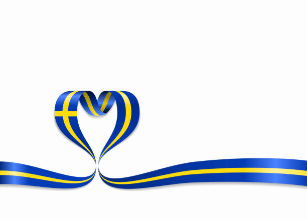 Swedish flag heart-shaped ribbon. Vector illustration. Swedish flag heart-shaped wavy ribbon. Vector illustration. swedish flag stock illustrations