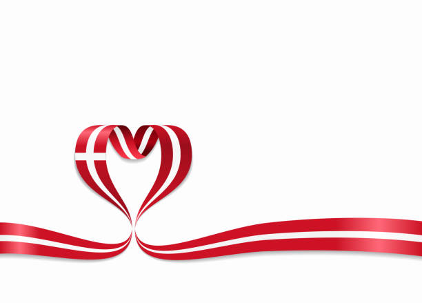 ilustrações de stock, clip art, desenhos animados e ícones de danish flag heart-shaped ribbon. vector illustration. - danish flag