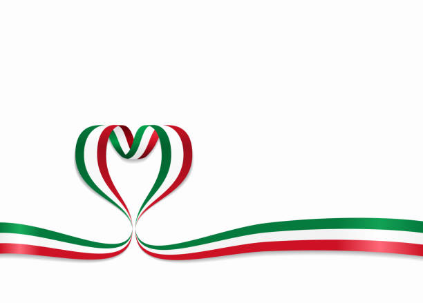 illustrazioni stock, clip art, cartoni animati e icone di tendenza di nastro a forma di cuore della bandiera italiana. illustrazione vettoriale. - bandiera italiana