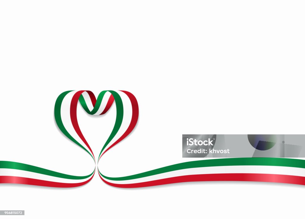 Italian flag heart-shaped ribbon. Vector illustration. Italian flag heart-shaped wavy ribbon. Vector illustration. Italy stock vector