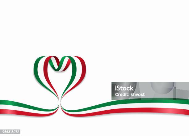 Italian Flag Heartshaped Ribbon Vector Illustration Stock Illustration - Download Image Now