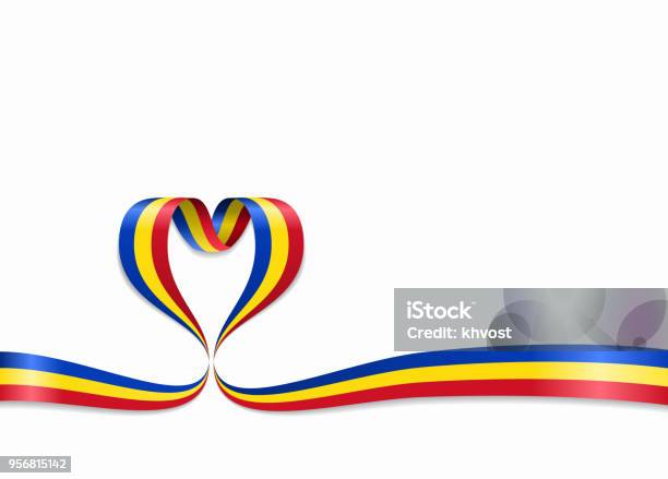 Romanian Flag Heartshaped Ribbon Vector Illustration Stock Illustration - Download Image Now