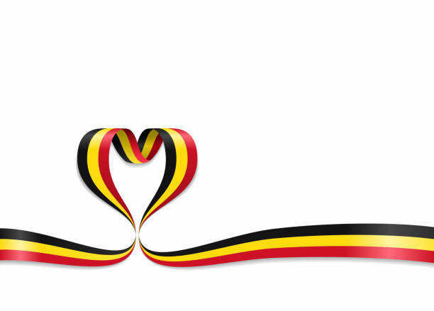 belgische flagge herzform band. vektor-illustration. - belgien stock-grafiken, -clipart, -cartoons und -symbole