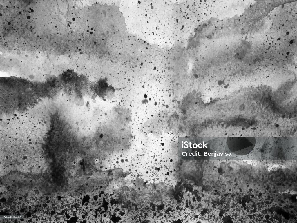 abstract black white sky splash watercolor painting landscape hand drawn design illustration War stock illustration