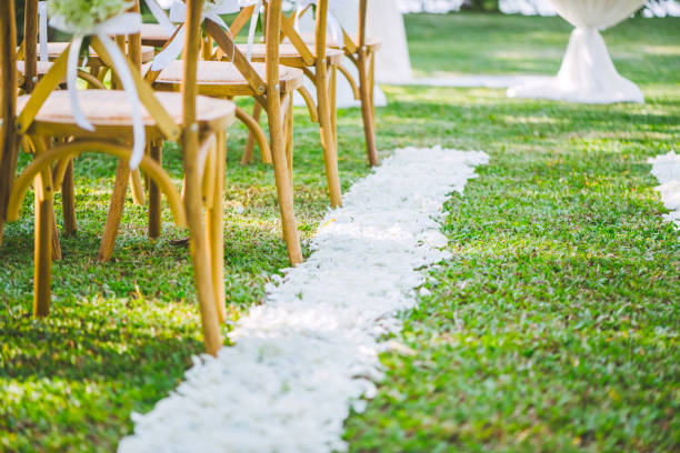 istock Wedding chair decorated with flowers. 956818386
