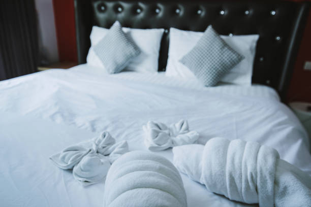 istock blurred towel on bed decoration in hotel  bedroom interior. 956819352
