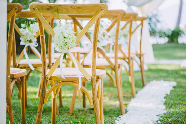 istock Wedding chair decorated with flowers. 956820578
