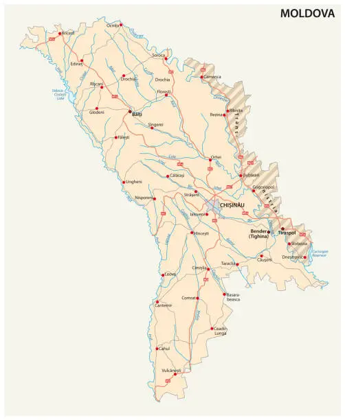 Vector illustration of moldova-transnistria road map