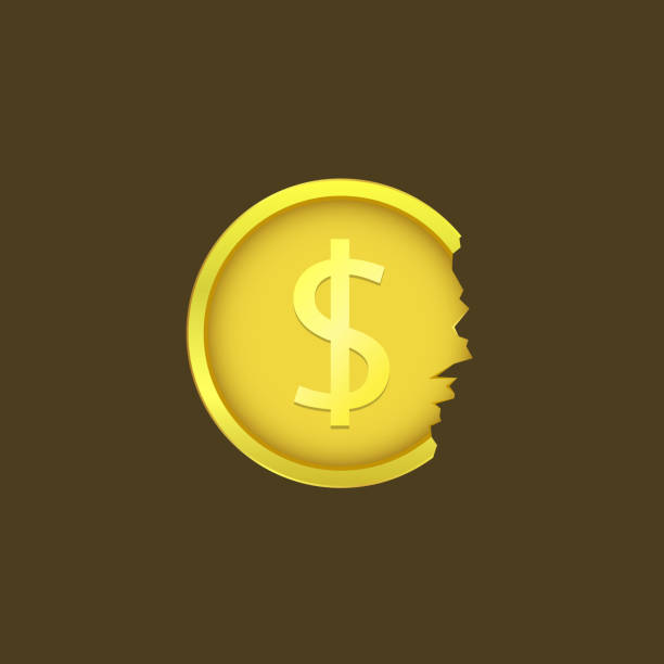 rissig-dollar-münze - abbrechen symbol grafiken stock-grafiken, -clipart, -cartoons und -symbole