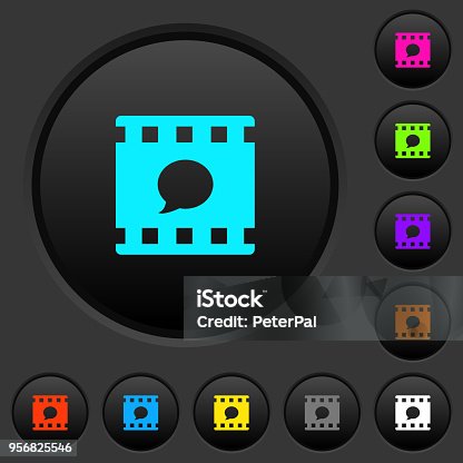 istock Comment movie dark push buttons with color icons 956825546