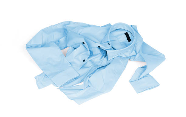 istock Unfolded blue man shirt on white background 956825916