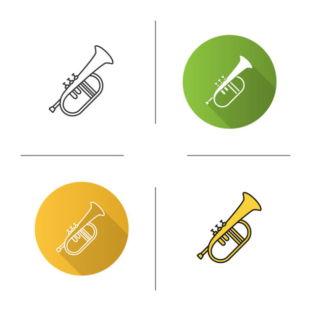 flügelhorn-symbol - brass instrument trumpet classical music flugelhorn stock-grafiken, -clipart, -cartoons und -symbole