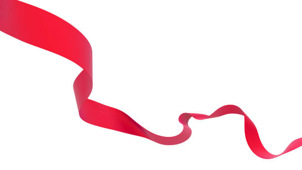 smooth red ribbon on white background. 3d render - red cloth imagens e fotografias de stock