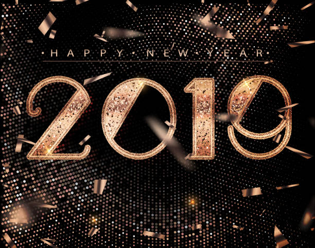 istock 2019 Colored retro style. Banner with 2019 Numbers. Vector New Year illustration 956835460