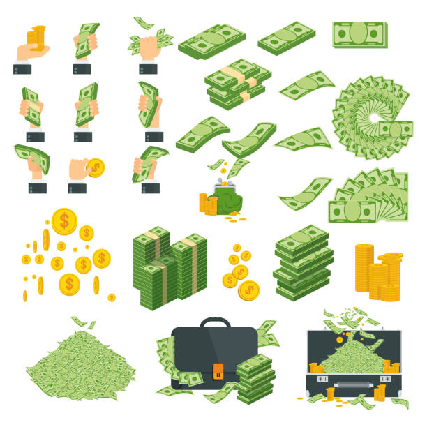 illustrations, cliparts, dessins animés et icônes de ensemble grand argent d’icônes - currency abundance backgrounds banking