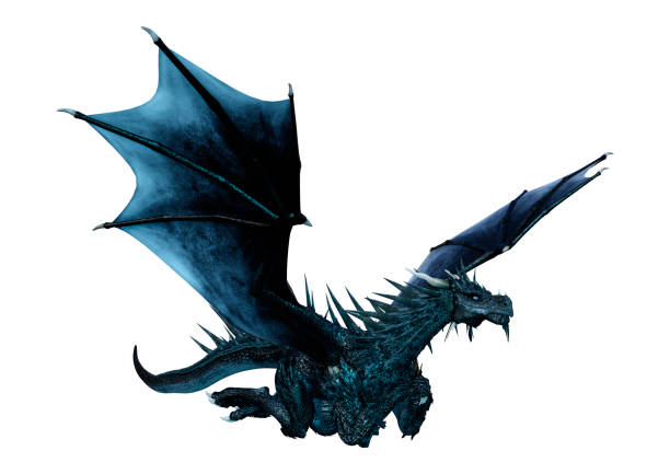 istock 3D illustration fantasy black dragon on white 956840492