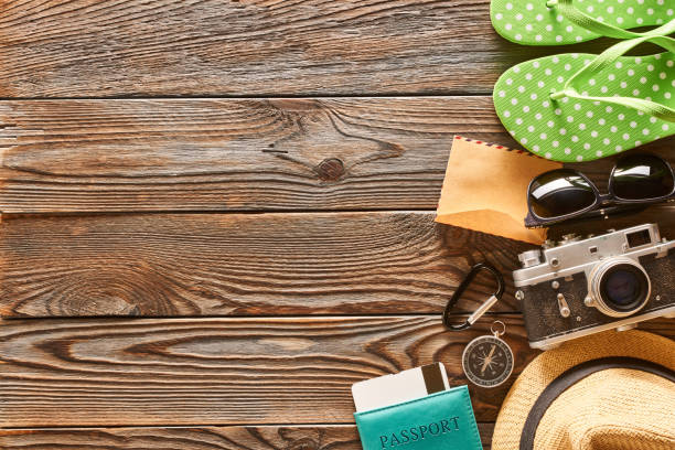 istock Travel and beach items still life 956840656
