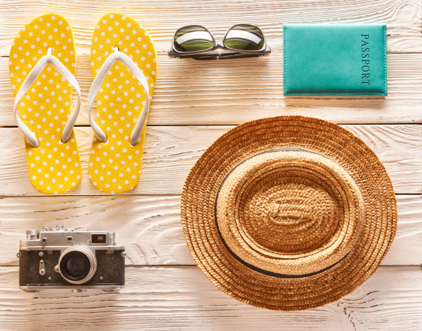 istock Travel and beach items flat lay 956840756