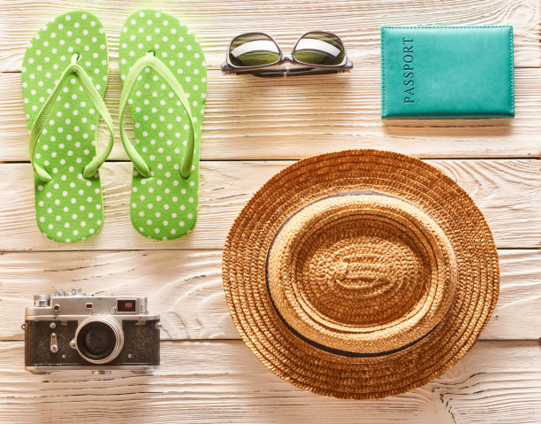 istock Travel and beach items flat lay 956840758