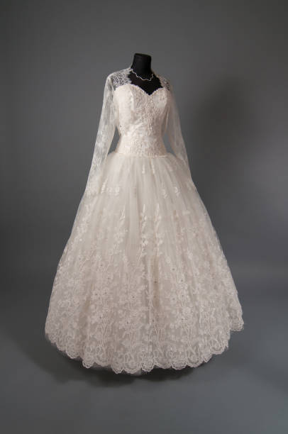 istock ivory Wedding dress on a mannequin 956841036