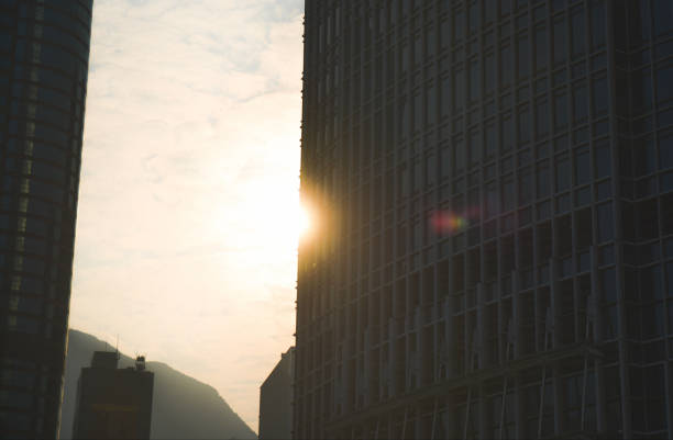 Sunshine between buildings in Hong Kong central