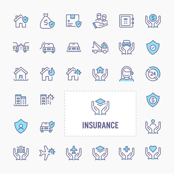 i̇ş ve kişisel sigorta simge seti - insurance stock illustrations