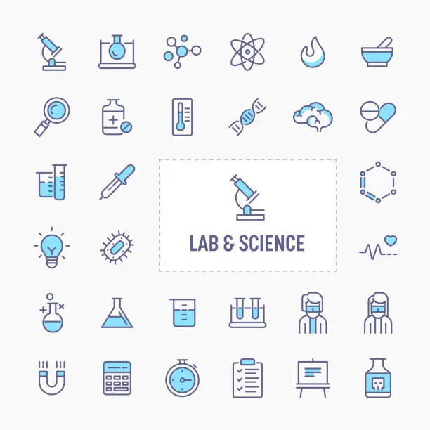 Vector illustration of Lab & Sciences Minimal Icon Set