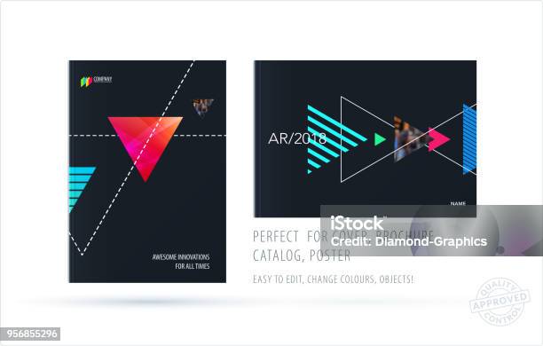 Triangular Pattern Brochure Brochure Design Triangular Template Colourful Modern Abstract Set ...
