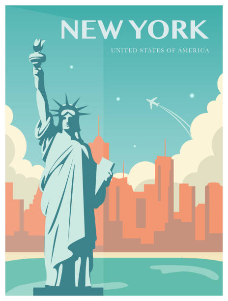 statue of liberty. new yorker wahrzeichen und symbol für freiheit und demokratie. vektor - statue liberty statue of liberty new york city stock-grafiken, -clipart, -cartoons und -symbole