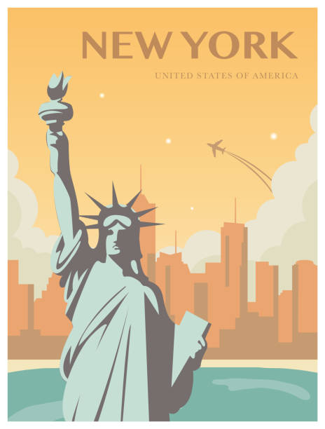 ilustraciones, imágenes clip art, dibujos animados e iconos de stock de estatua de la libertad. punto de referencia mundial. símbolo americano. ciudad de nueva york. vector de - new york city