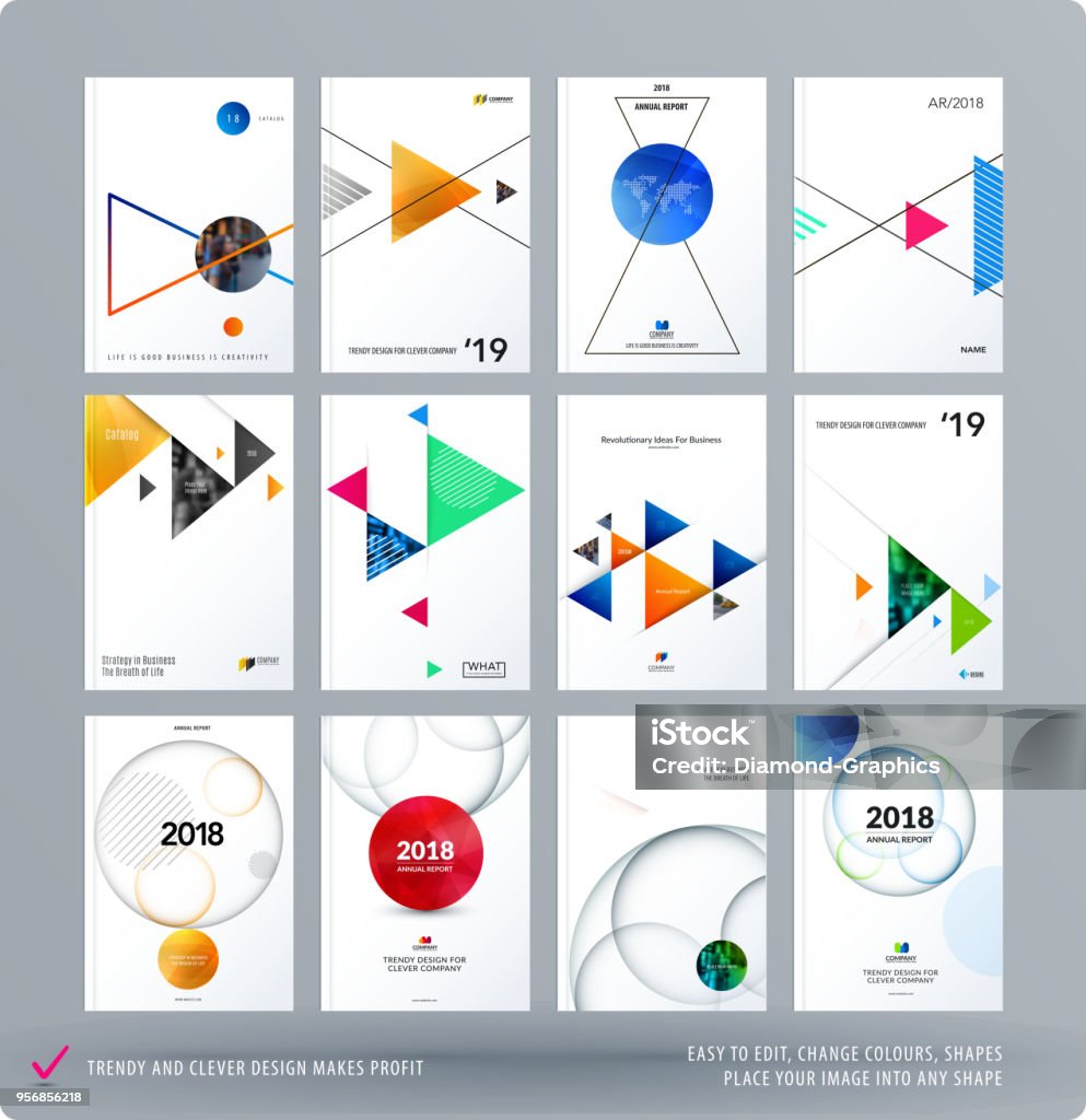Triangular Pattern Brochure Brochure Design Triangular Template Colourful Modern Abstract Set ...
