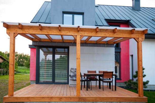 istock Wood terrace. Wood patio bulding 956864842