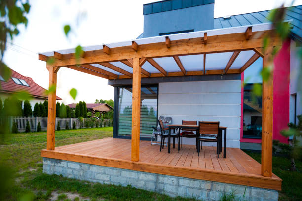 istock Wood terrace. Wood patio bulding 956864858