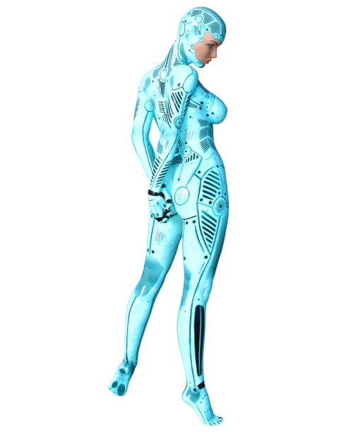 istock Dancing woman robot. Yellow metal droid. Artificial Intelligence. 956865570