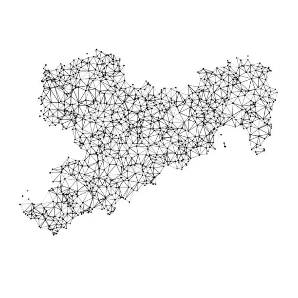 Vector illustration of Saxony Map Network Black And White