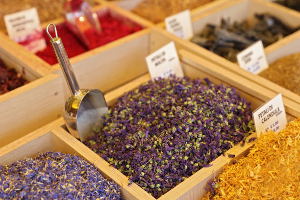 istock Dried herbs and flowers, spices market 956865856