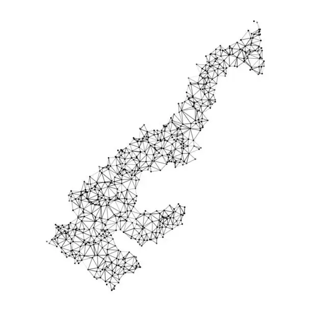 Vector illustration of Monaco Map Network Black And White