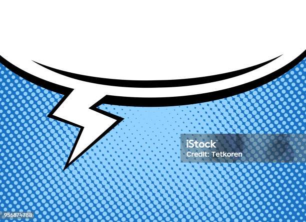 Abstract Creative Comic Pop Art Style Empty Speech Bulb On Retro Dot Blue Background Design Stock Vector Illustration Stock Illustration - Download Image Now