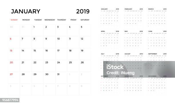 Calendar 2019 Template Calendar Planning Week Stock Illustration - Download Image Now - Calendar, 2019, July