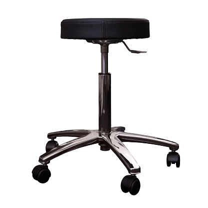 Stylish bar stool with wheels isolated on white background