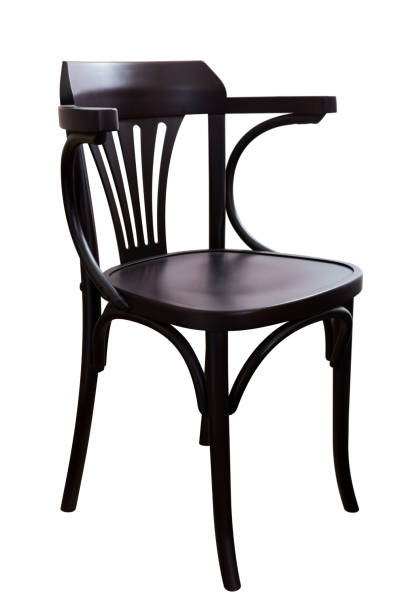 istock Black wooden chair isolated 956885626