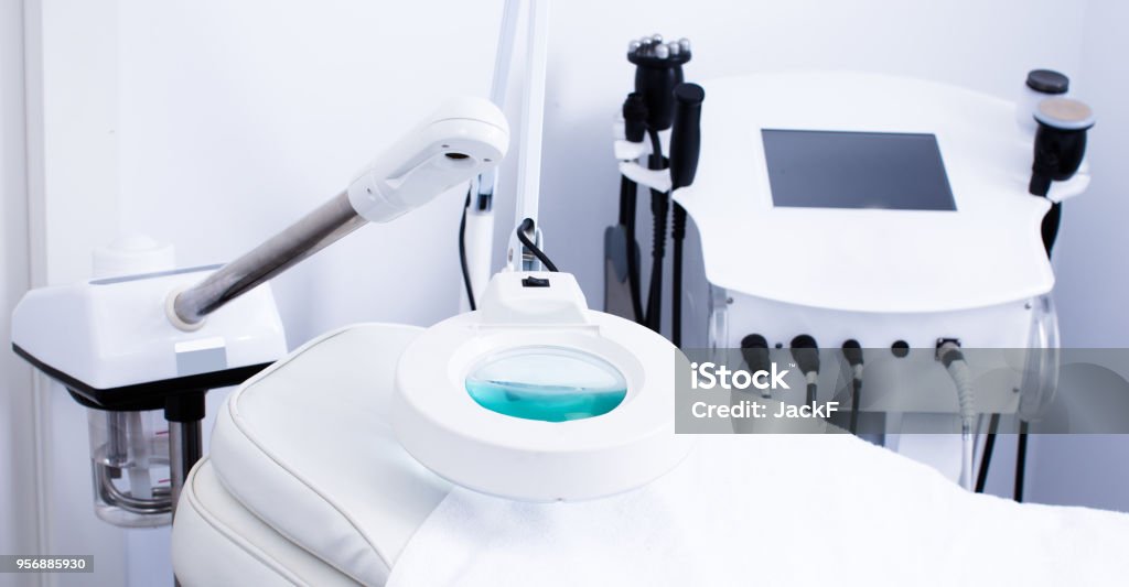 Cosmetological hardware in medical esthetic office Closeup of cosmetological hardware in modern medical esthetic office Beautician Stock Photo