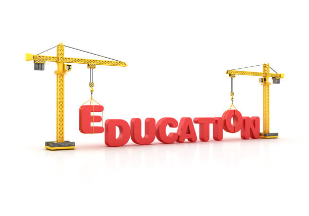 istock EDUCATION Word with Tower Crane - 3D Rendering 956886276
