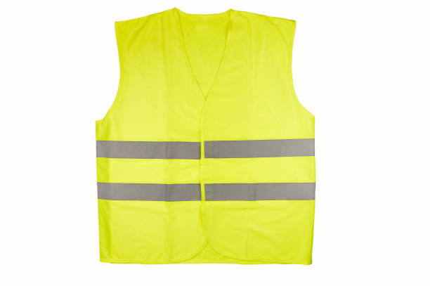 veste réfléchissante - safety yellow road striped photos et images de collection