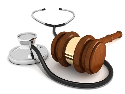 Stethoscope medical law gavel