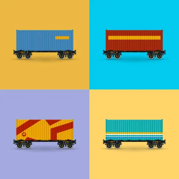 Vector illustration of Platform with Container Isolated